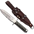 GCS Handmade Micarta Handle D2 Tool Steel Tactical Hunting Knife with leather sheath Full tang blade designed for Hunting & EDC GCS 166