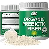 USDA Organic Prebiotic Fiber 3-in-1 Vegan Powder for Gut Health. Raw Whole Food Plant Based Prebiotics Digestive Supplement with Organic Inulin (Jerusalem Artichoke), Acacia Fibers, SunFiber