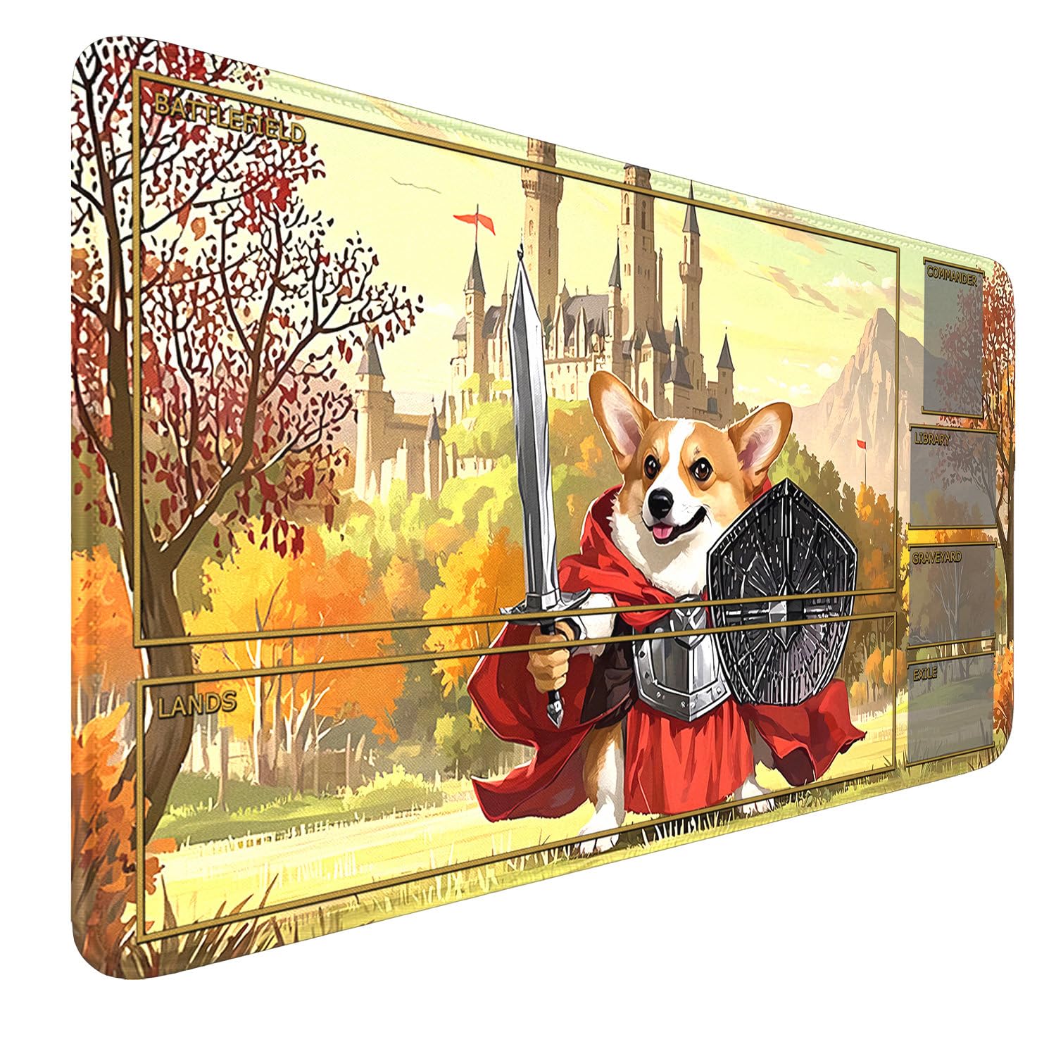 MTG Playmat Zones, 24" x 14" Funny Puppy MTG Mats Stitched Edges Trading Card with Storage Bag Smooth Rubber Surface Battle Game Mat — image 1