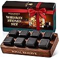 Whiskey Stones Gift Set by Royal Reserve – Artisan Crafted Reusable Chilling Rocks for Scotch Bourbon – Modern Stocking Stuff