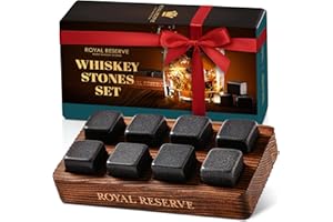 Whiskey Stones Gift Set by Royal Reserve – Artisan Crafted Reusable Chilling Rocks for Scotch – Stocking Stuffer for Men - Bourbon Gifts for Husband Dad Boyfriend Guy