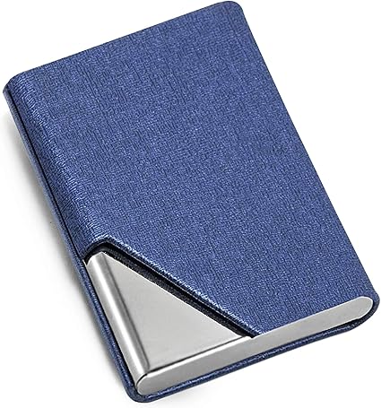 Amazon Kakuyi 名刺入れ 名刺ケース 高級感 ステンレス鋼カードケースpuレザー 携帯用名刺入れ 大容量 男女兼用 サファイアブルー 名刺ファイル リフィル 文房具 オフィス用品