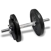 CAP Barbell Standard Adjustable Dumbbell, 25 Pounds, Chrome (RSW2-025T) | Cast Iron Plates, 14-Inch Knurled Chrome Handle, Star-Lock Collars, 1-Inch Standard Fit, Black Epoxy, Adjustable Weight