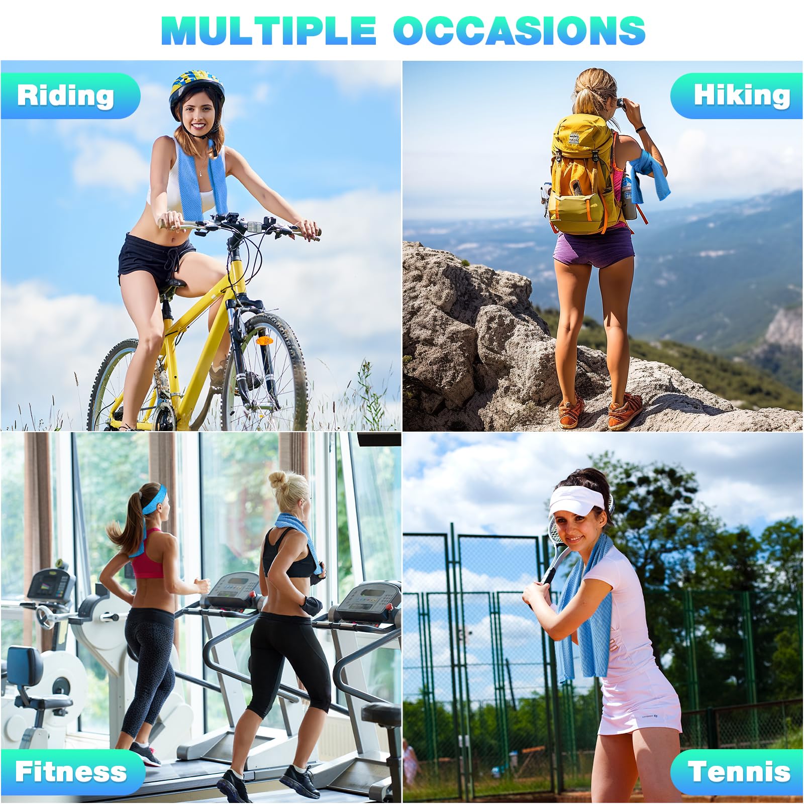 MENOLY 10 Pack Cooling Towels, Cooling Towels for Neck and Face, Sweat Microfiber Towel Soft Breathable Towel for Gym, Yoga, Camping, Running, Fitness, Workout & More Activities