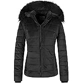 Chrisuno Women's Casual Short Winter Puffer Coat Soft Faux Fur Lining Lightweight Warm Jackets With Removable Hood