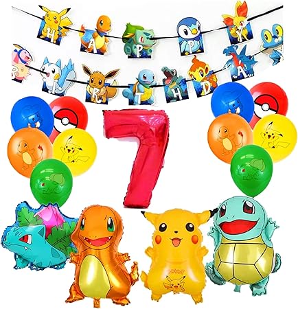 Amazon ポケモン バルーン ポケモン Go 7歳 お誕生日 バルーン ガーランド キャラクター パーティー ゲーム お祝い 風船 バルーン おもちゃ