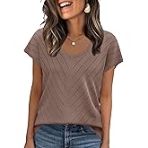 WIHOLL Short Sleeve Sweater for Women Scoop Neck Trendy Summer Tops 2026 Travel Business Casual Outfits