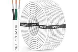 NAOEVO 18 Gauge Marine Wire, 18/3 Triplex Marine Electrical Cable, Waterproof/Insulated PVC/Oxygen-Free Tinned Copper 18 AWG Wire for Boat, Automotive, RV, Solar, LED, Trolling Motor (50FT)