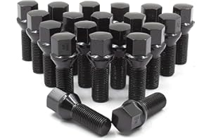 Wheel Accessories Parts 20 Pcs M14 x 1.50 14 x 1.5 Thread Acorn Seat Lug Bolt Black Finish 28mm Shank Length 17mm Hex fits Al