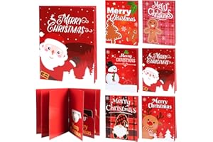 Qeinwha 6 Set/30 Slots Christmas Gift Card Booklet Bulk with Envelopes Christmas Gift Card Book Xmas Money Holder Xmas Cash Gifts Holiday Party Supplies for Teacher Coworker Men Women (Classic)