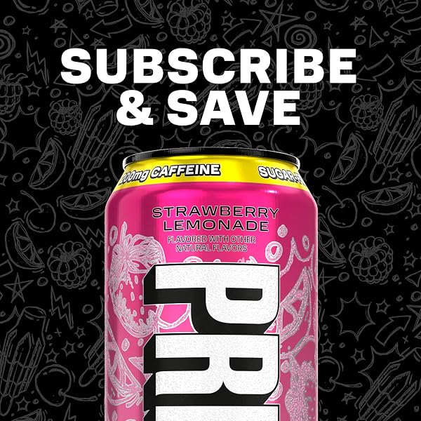 PRIME ENERGY STRAWBERRY LEMONADE, SUGAR FREE ENERGY DRINK, 200MG CAFFEINE AND 355MG OF ELECTROLYTES FOR HYDRATION, LOW CALORIE, VEGAN, GLUTEN FREE,16 FLUID OUNCE, 12 PACK