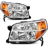 AUTOSAVER88 Headlight Assembly Compatible with 2006-2008 Honda Pilot | Driver and Passenger Side, Amber Reflector, Chrome Housing, Waterproof, w/o bulbs and wiring harness