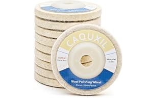 CAQUXIL 10PCS Wool Polishing Wheel Disc 95mm, Wool Felt Polishing Wheel Disc Buffing Wheel Pad for 4" Angle Grinder, Coarse Wool