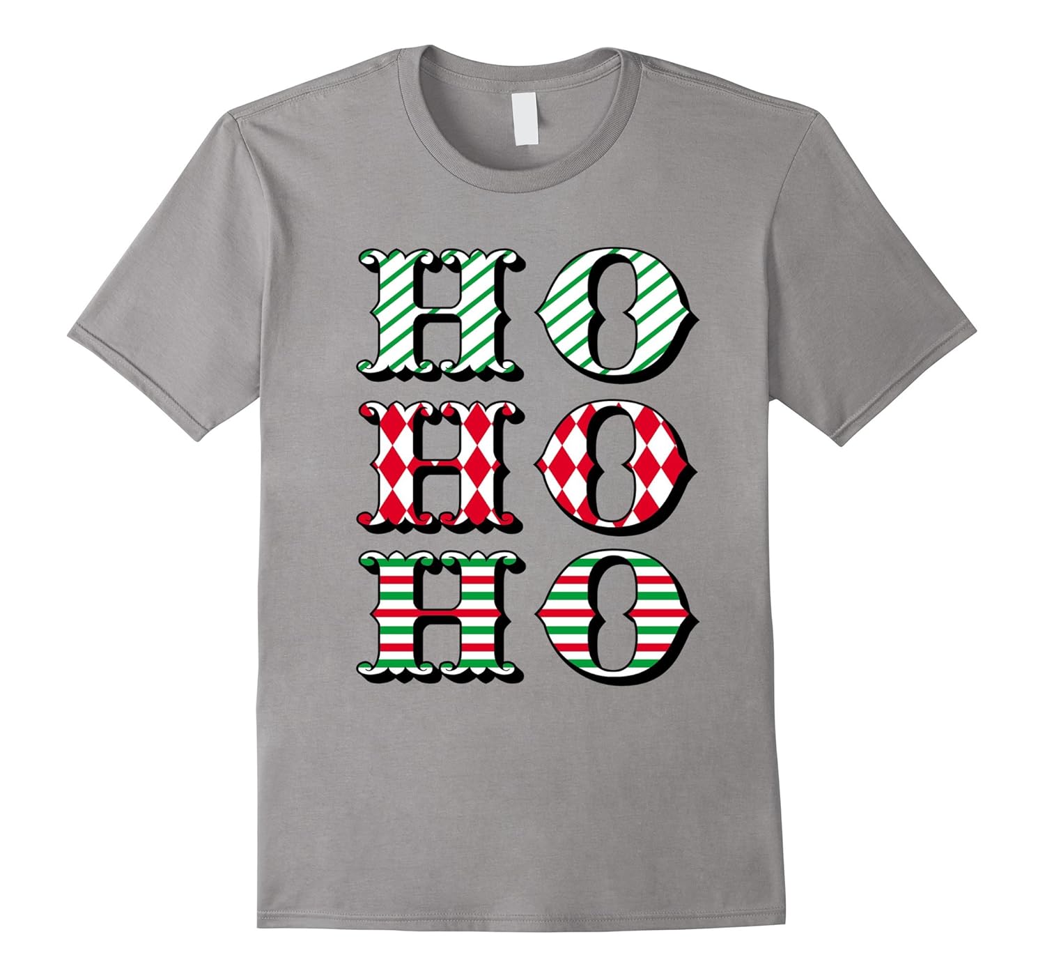 Vintage Typography Ho Ho Ho Santa Claus Christmas T-Shirt-ANZ