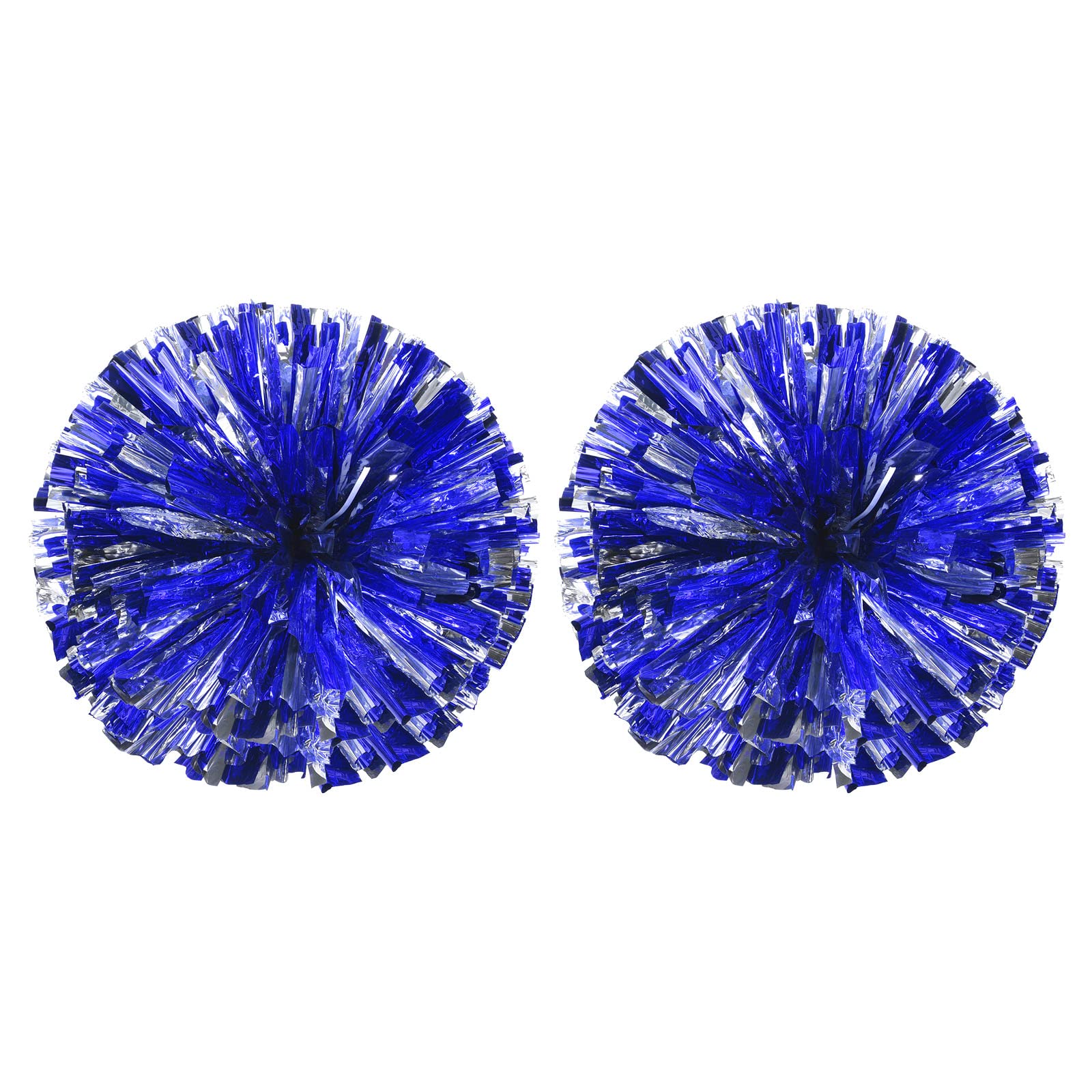 PATIKIL Cheerleading Pom Poms, 2 Pack PET Cheer Pom with Finger Holes for Sport Game Team Spirit Fun Dance Stage Events, Blue Silver