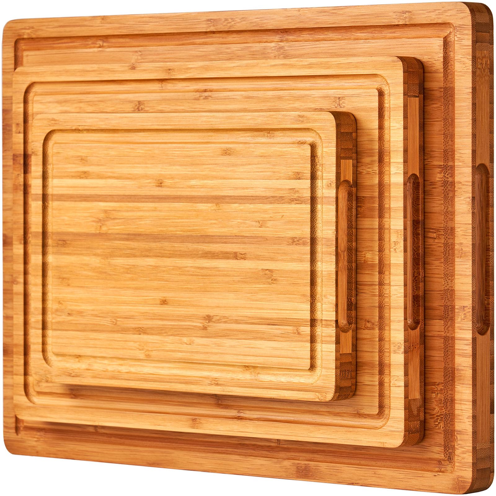 Photo 1 of Allsum Extra Thick Wooden Cutting Boards for kitchen (Set of 3), Large Bamboo Wood Cutting Board, Butcher Blocks, Charcuterie Boards with Side Handles and Juice Groove