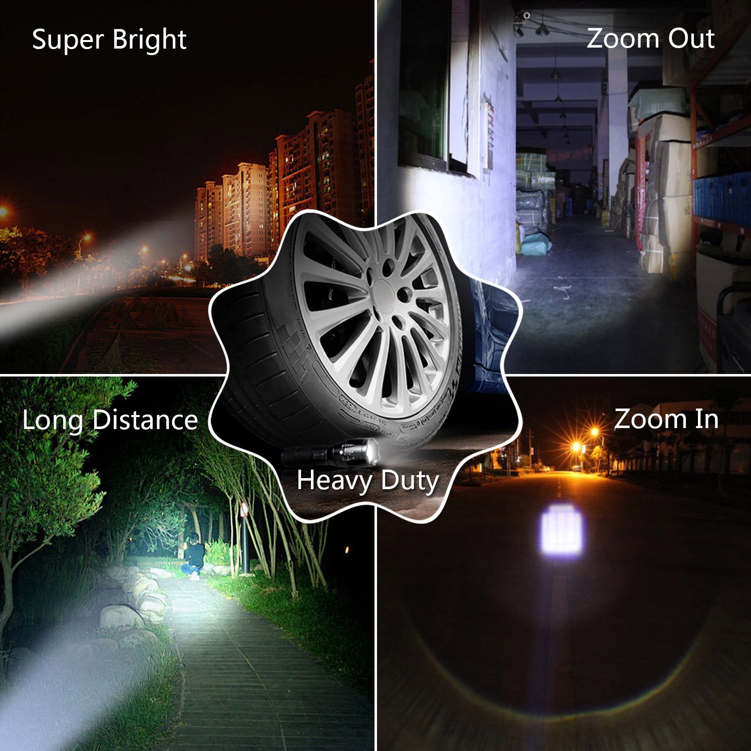 2 Pack LED Tactical Flashlights, Puaida Military Grade Tac Light with Batteries – Waterproof and Zoomable Flashlights with 5 Modes - Ultra Bright Handheld Torch Flash Lights for Camping, Hiking