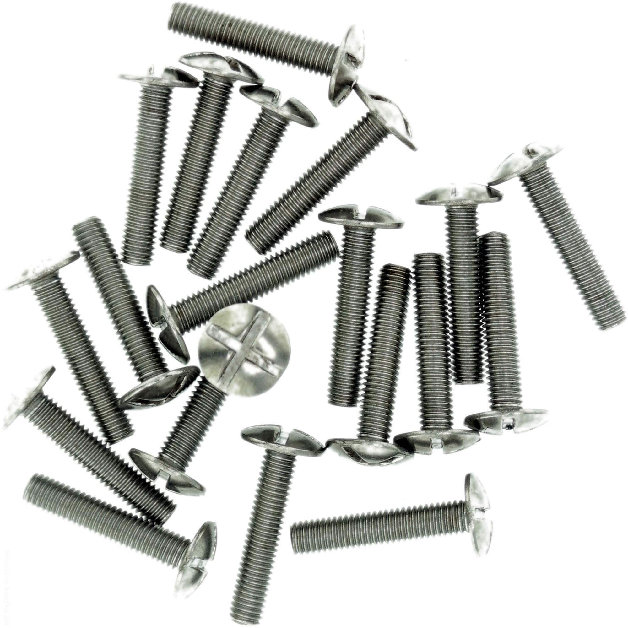 M5 (5mm x 30mm) Slot Mushroom Machine Screw (Bolt) (Crossed) - Stainless Steel (A2) (Pack of 20)