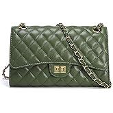 Quilted Crossbody Purse for Women Trendy Ladies Shoulder Bag with Chain Strap PU Leather Cross Body Bags Satchel HandBag