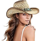 Straw Cowboy Hat for Women and Men, Western Cowgirl Hat Wide Brim Classic Sun Hats Outdoor Beach Hat Hats