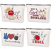 SEAOYOZO 4 Pcs Bowling Gifts for women, Bowling Makeup Bag, Sport Accessories, Cosmetic Bag Zipper Pouch Gifts for Ball lover, Gym Lovers, Girls, Sister