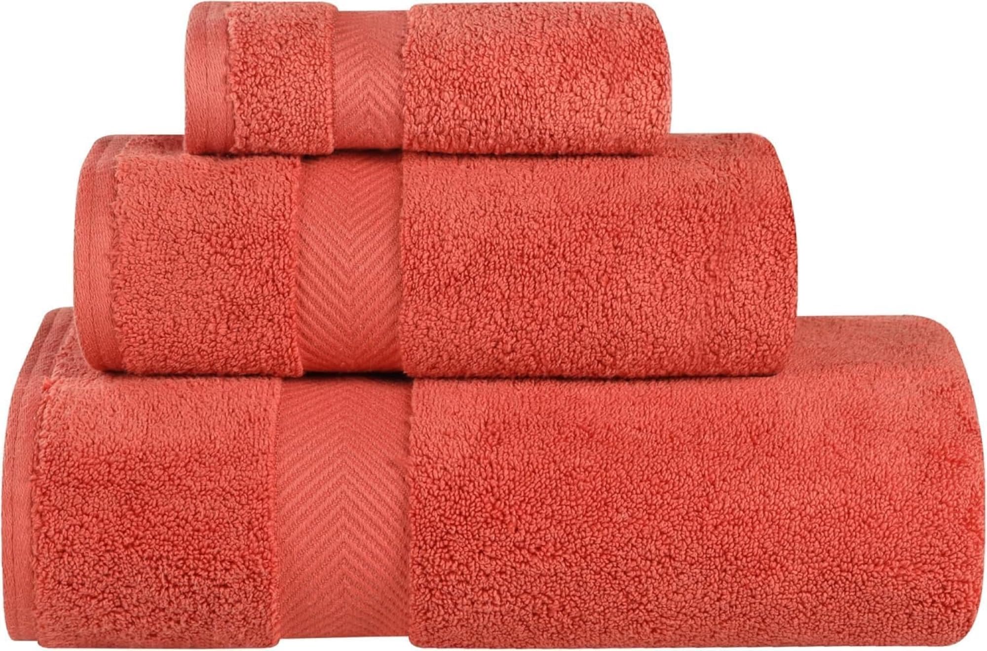 Superior Collection 100% Zero Twist Cotton Super Soft and Absorbent 3-Piece Towel Set, Brick — image 1