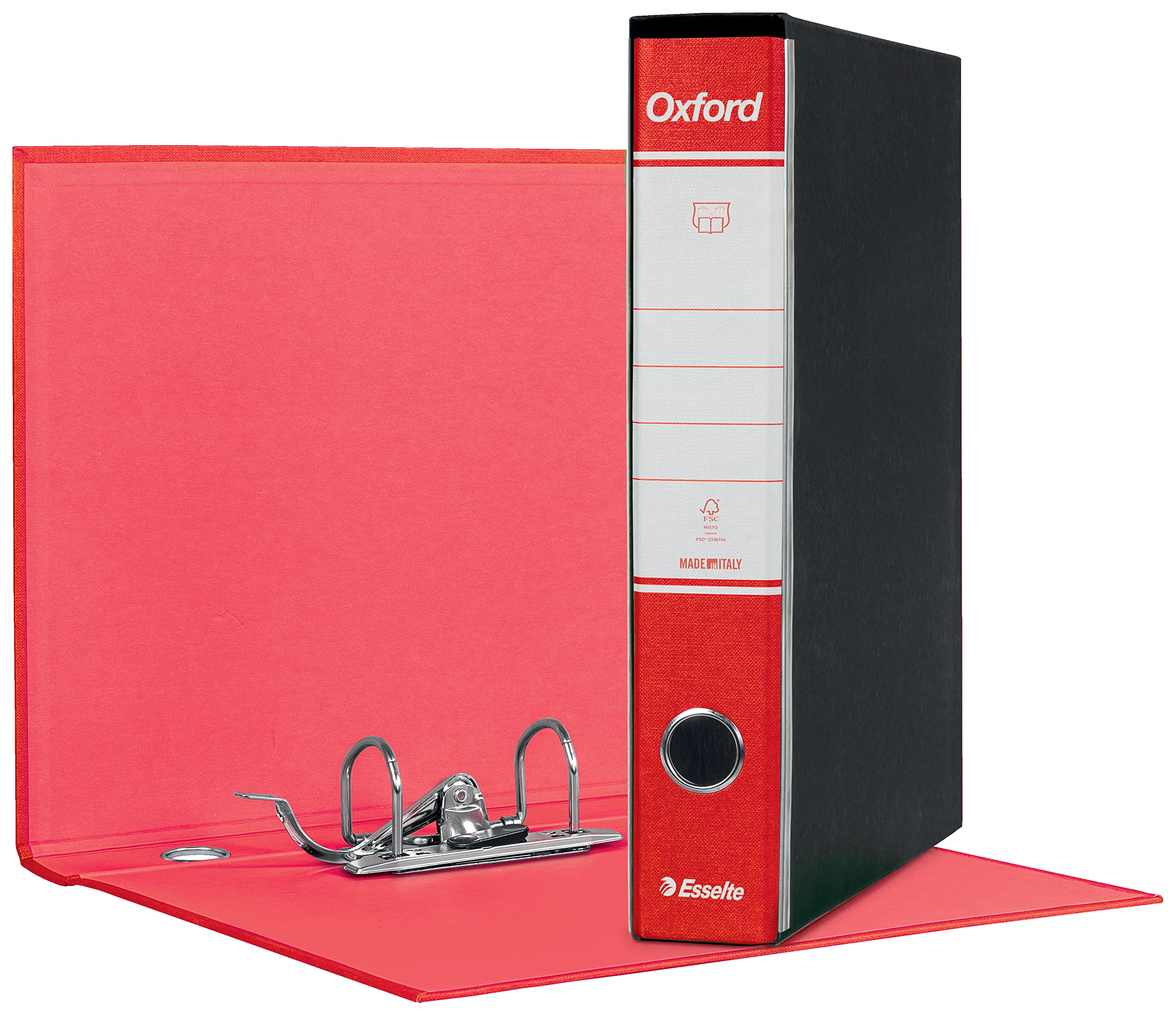 Esselte Oxford G82 Recorder with Case, with Lever Mechanism No.1 in Commercial Format (23 x 30 cm) with 5 cm Spine, Red, Pack of 8 Pieces, 390782160