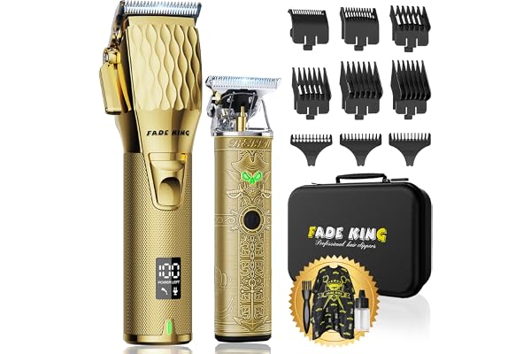FADEKING® Professional Hair Clippers for Men - Cordless Hair Clippers, LCD Display Barber Clippers for Hair Cutting & Mens Gr
