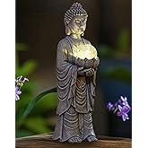 Tiejiajiang Solar Buddha Statue Outdoor – 14 Inch Tall Solar Outdoor Yard Zen Garden Decor - Ideal Gifts for Housewarming