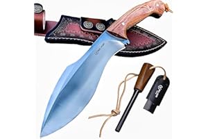 BA-KOR (Survivor III) 35.5CM (14.2 ") DC53 steel 10mm thickened full Tang fixed knife+ leather sheath &(5.9IN) Cerium Igniter