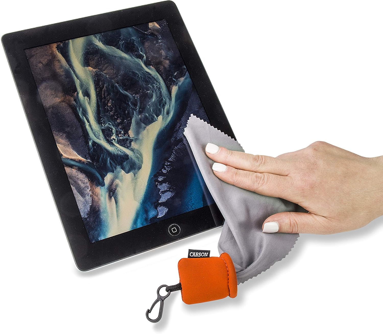 Carson Stuff-It Microfiber Lens Cloth Cleaning System for Eyeglasses, Smartphones, Tablets, Optics Lenses, Cameras and More, 6.25'' x 6.25'' - Orange (SN-40OR) : Clothing