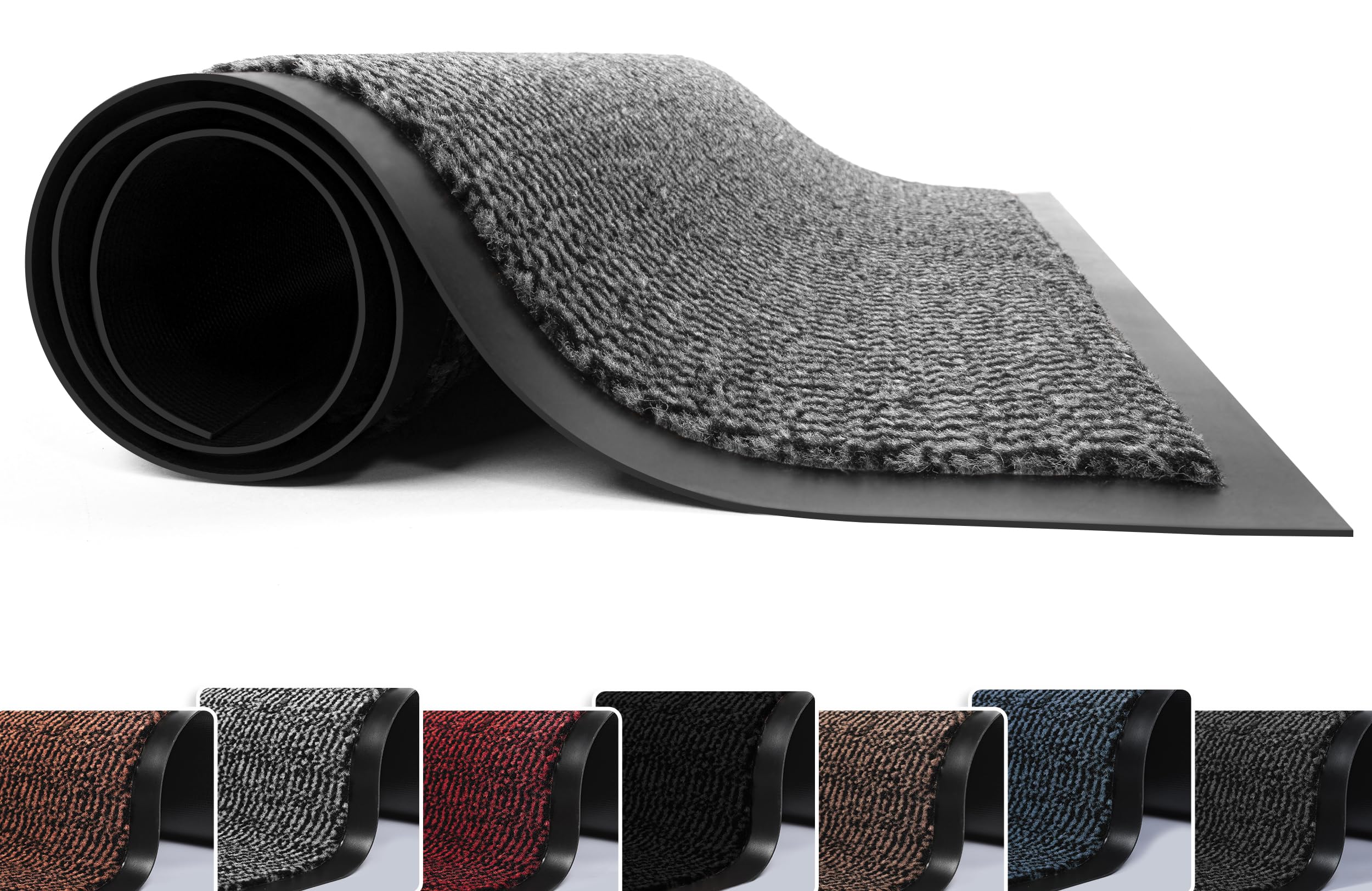 FB FunkyBuys Washable Door Mats - Heavy Duty, Non-Slippery & Stylish Floor Mat - Door mat indoor Large Rubber Indoor & Outdoor Doormats for Perfect Dust Grabbing (Grey-waved, 40 x 60 CM)