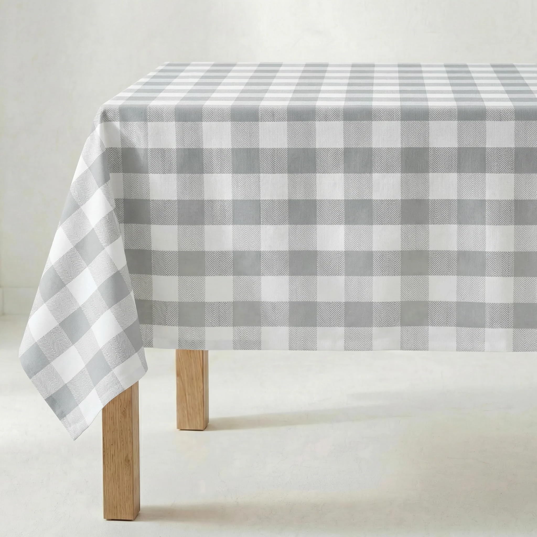 BELUM | Resinated Tablecloth Stain Resistant Paintings 0120-100, Tablecloth Plaid Vichy Size; 200x140 cm, Tablecloth Anti Stain NO Rubber, Tablecloth Vichy Grey, Tablecloth Fabric 100% Organic Cotton