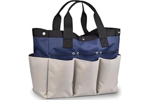 SOGCASE Garden Tool Bag, Gardening Tote Bag With Zippers Pockets, Canvas Garden Tool Storage Bags, Gray
