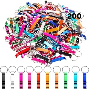 200 Pieces Aluminum Bottle Openers Personalized Bottle Openers Keychain Bulk Beer Bottle Opener Wedding Favors Brewery Hotel Restaurant 10 Color