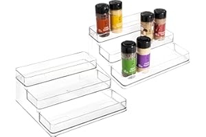 SIMPLEMADE Clear Spice Rack - 2 Pack Three-Tiered Shelf, Countertop, and Cabinet Storage and Spice Organizer for Kitchen, Bathroom, Bedroom, and Office, Home Storage and Organization Solutions