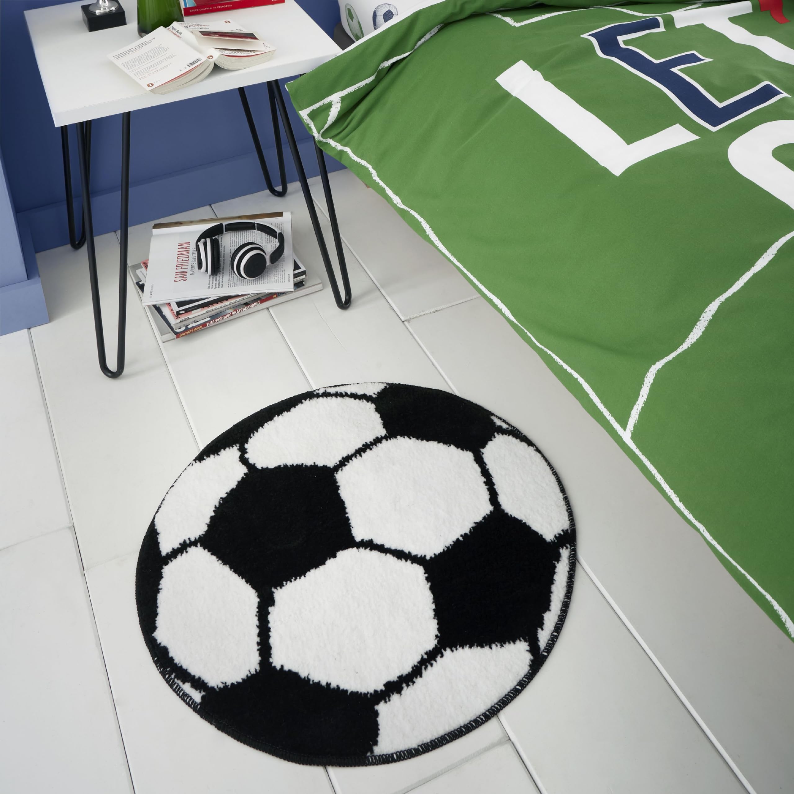 Catherine Lansfield Kids It's A Goal Football Shaped Rug White