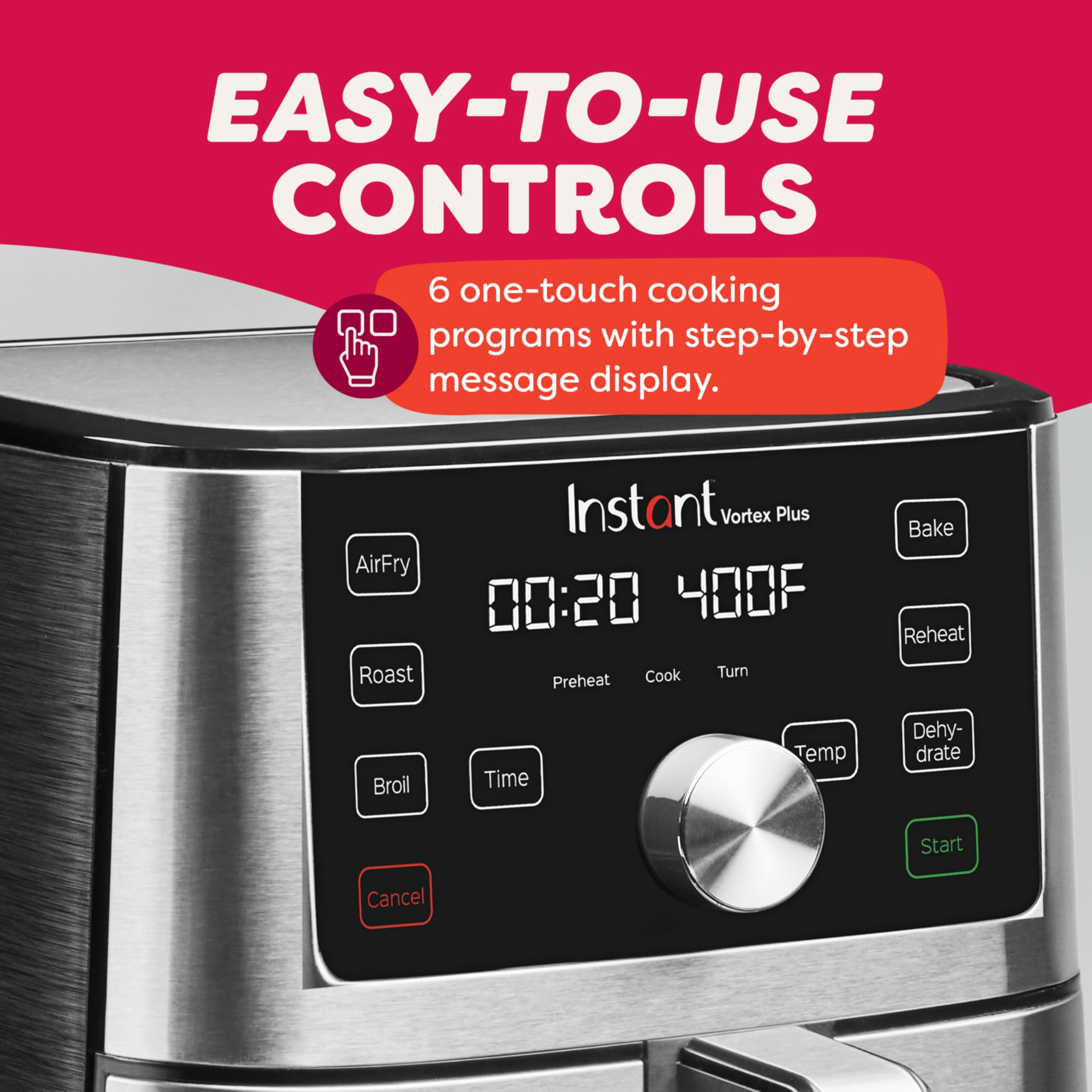 Freidora de aire Instant Pot Vortex Plus 6QT XL, 6 en 1, asa, deshidrata, hace patatas fritas, asa, recalienta y hornea para comidas rápidas y fáciles, más de 100 recetas en la aplicación, apta para lavavajillas, de los creadores de Instant Pot, negra