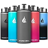 HYDRO CELL Stainless Steel Insulated Water Bottle with Straw - For Cold & Hot Drinks - Metal Vacuum Flask with Screw Cap and Modern Leakproof Sport Thermos for Adults (Graphite 18oz)