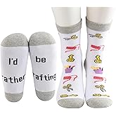 MBMSO 2 Pairs I'd Rather be Crafting Socks Crafty Gifts for Women Funny Crafting Gift for Crafting Lover Crafter Gifts Socks