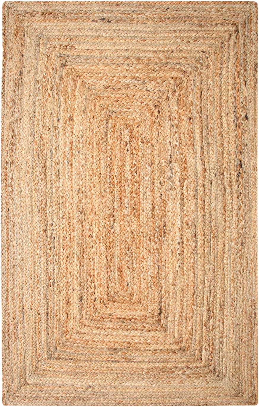 DHAKA Small Braided Area Rug Hand Woven with Natural Indian Jute 60 cm