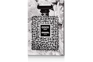 HILL WEST Modern Fashion Canvas Wall Art - Black White Perfume Bottle Picture Prints Glam Butterfly Floral Painting Artwork for Girls Makeup Room Bedroom