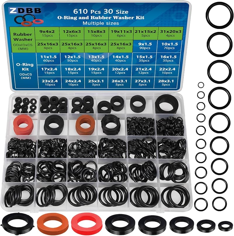 ZDBB 610 Pcs Water Hose Gasket and O Ring Kit NBR Sealing Set