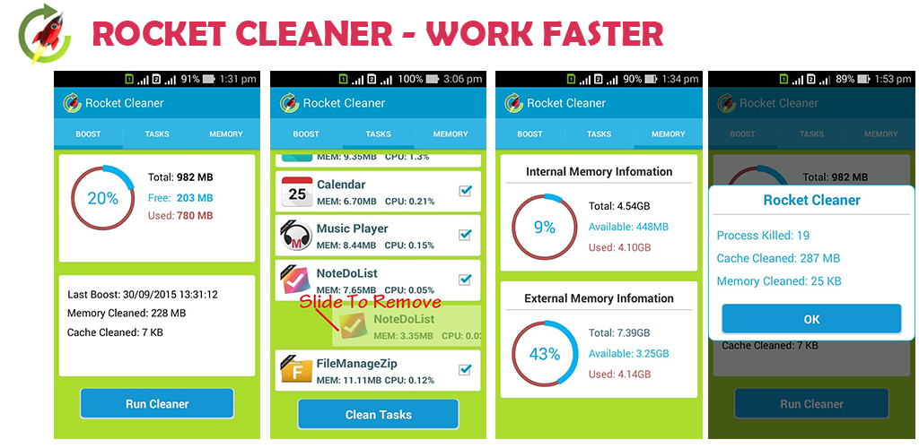 Rocket Cleaner POWERFUL BOOST, CLEAN CACHE, NO INTERNET, COMPLETELY PRIVATE, NO ADS, compatible with FIRE PHONE & TABLET