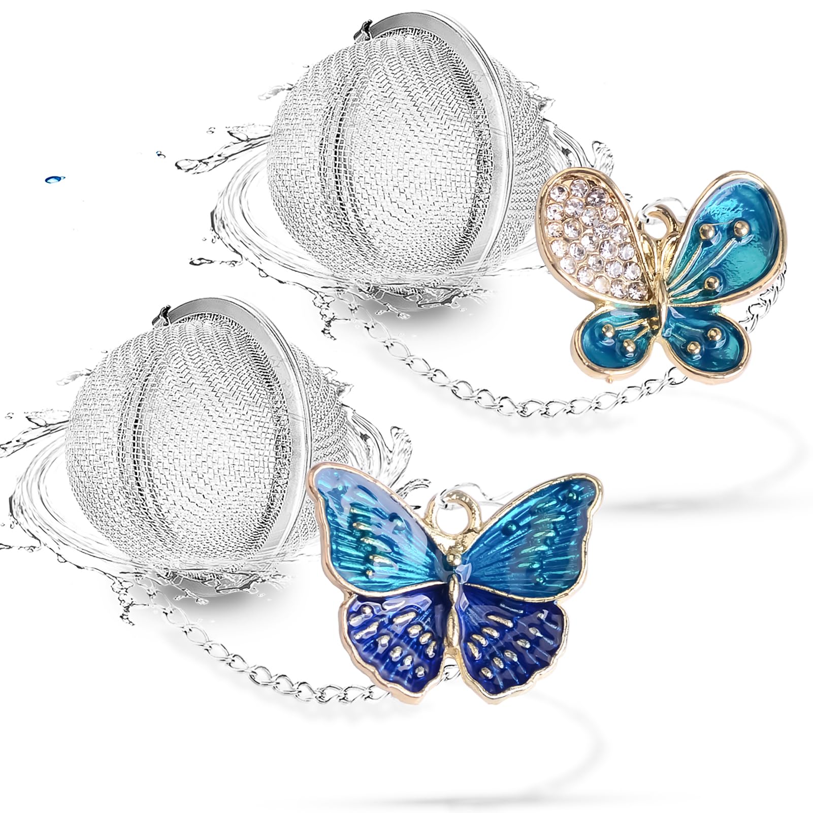 Photo 1 of Tea Steeper for Loose Tea 2pcs NSTaygate Tea Infuser with Charm Handmade Cute Butterfly BFF Pendant, Tea Strainers for Loose Tea 304 Stainless Steel Tea Ball for Brew Tea