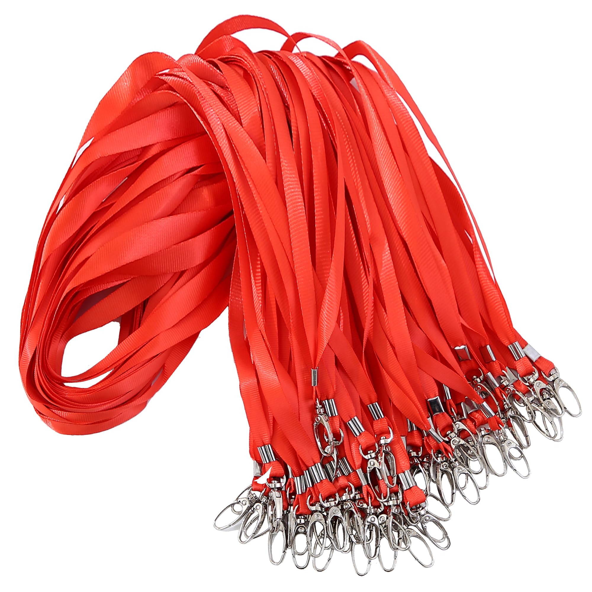 ROSSHINE 25pcs Red Lanyards for Neck, Nylon Neck Strap Lanyard for Keys ID Cards Name Tags Badge Holders with Swivel Hook Ideal for Staff Student Doctors Visitors
