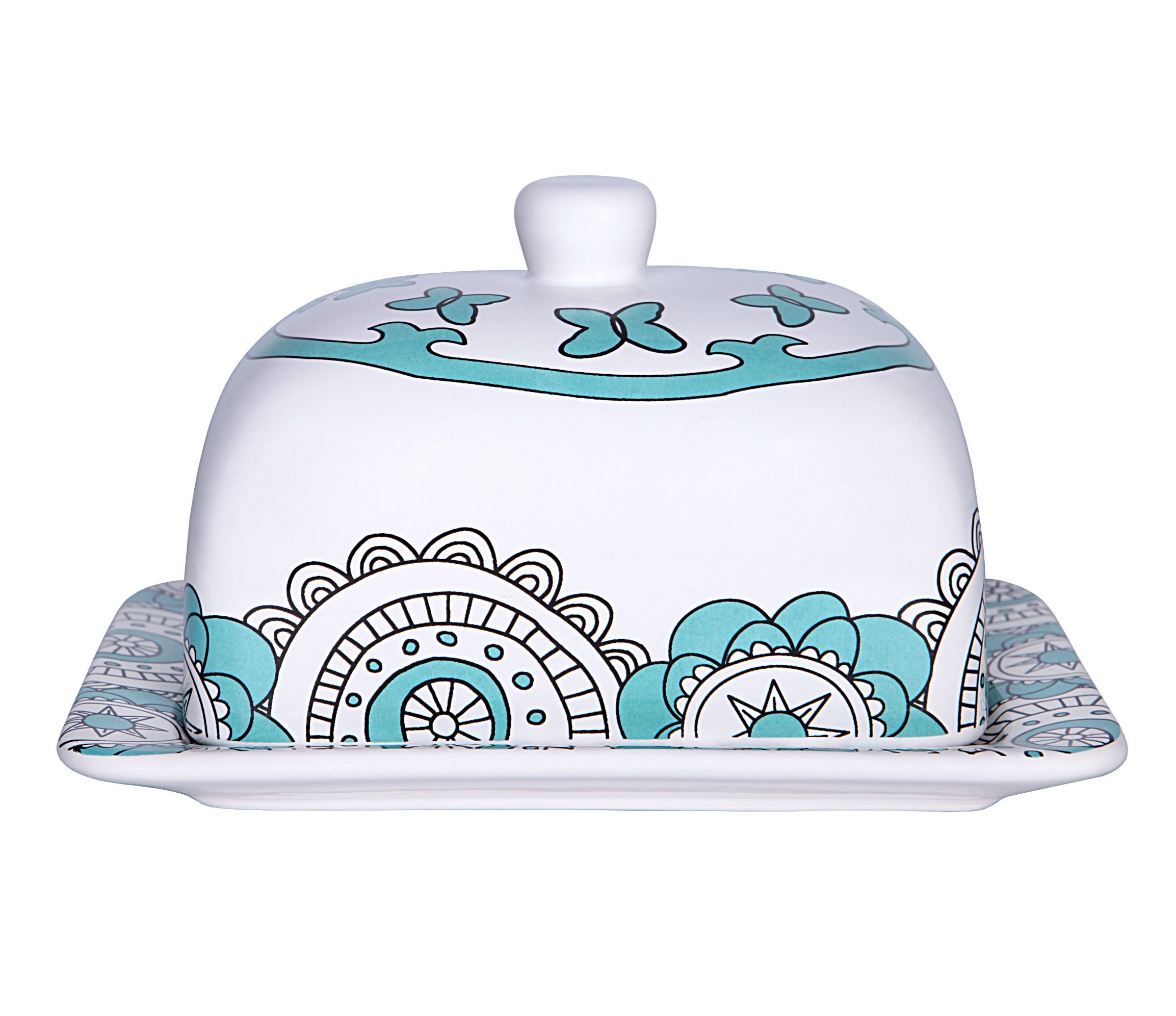 Butter Dish Keeper Large with Lid Cover, 7 Inch Porcelain, Holds Up to