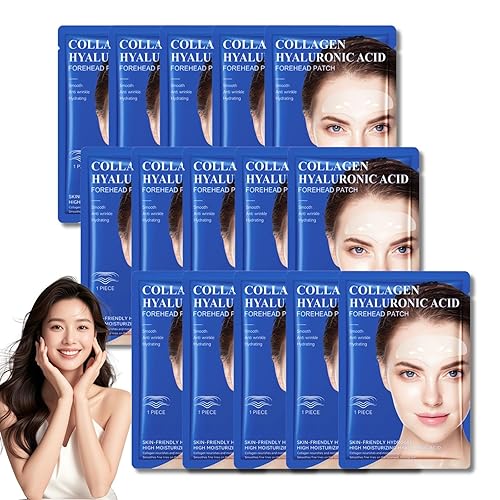Forehead Wrinkle Patches with Collagen & Hyaluronic Acid, Anti Wrinkle Patches for Face, Facial Lines Remover, M-Shaped Collagen Sheets for Wrinkles Forehead & Between Eyes, 15PCS