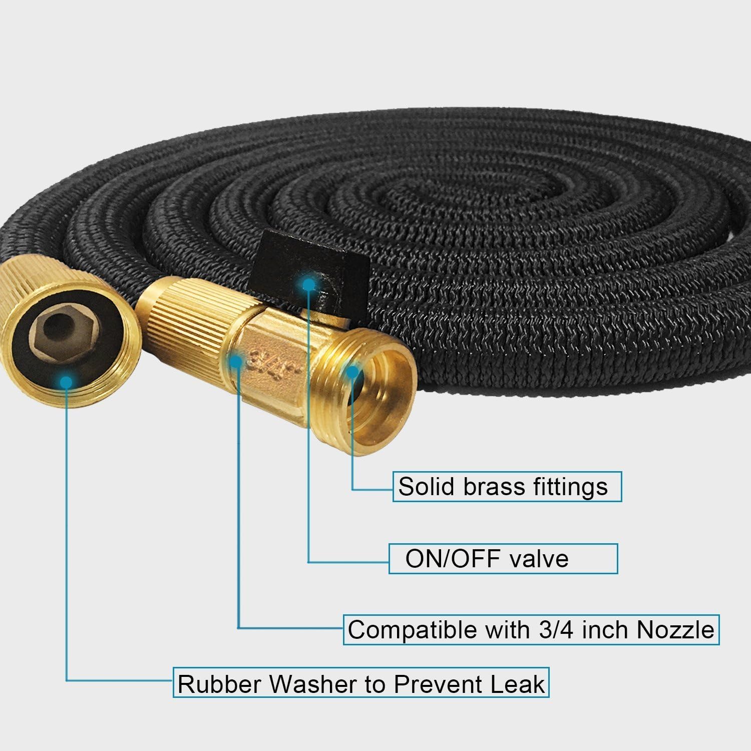Riemex Expandable Hose 25 FT Black [New 2019] Heavy Duty Garden Water Hose - Triple Latex - Expanding Solid Brass Metal Fittings Connectors, Flexible Strongest - for All Watering Needs 25FT: Home Improvement