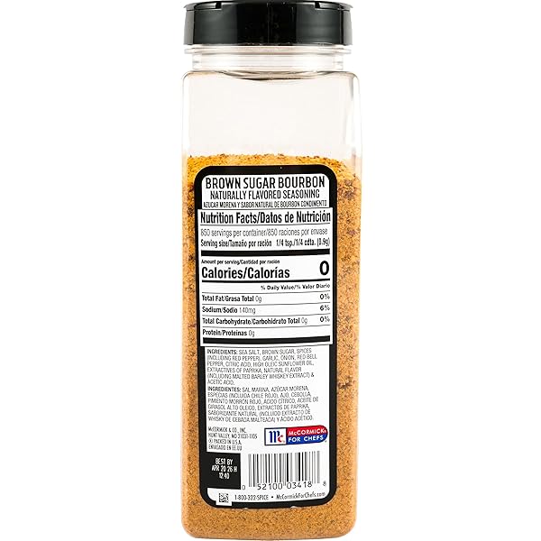 MCCORMICK GRILL MATES BROWN SUGAR BOURBON SEASONING, 27 OZ – ONE 27 OUNCE CONTAINER OF BROWN SUGAR BOURBON SEASONING MADE OF MOLASSES, RED BELL PEPPERS, AND MORE FOR STEAK, POULTRY, AND VEGETABLES